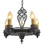 Vintage Gothic Revival 5 Light Chandelier Cast Iron