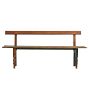 Vintage Traditional Bench in Solid Wood with Worn Green Paint and Turned Front Legs