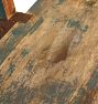 Vintage Traditional Bench in Solid Wood with Worn Green Paint and Turned Front Legs