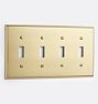 Lewis Quad Toggle Switchplate, Aged Brass