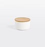 Canister with Wood Lid, White - Small