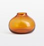 Audrey Small Low Round Glass Vase, Amber Glass