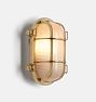 Seabeck 7" Oval-Caged Bulkhead Sconce, Natural Brass