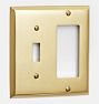 Lewis Toggle GFCI Switchplate, Unlacquered Brass