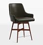 Open Box: Dexter Swivel Leather Counter Stool (23") - Echo Spanish Moss, Walnut Finish