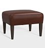 Open Box: Clinton Leather Ottoman, Without Nailheads - Distressed Pure Leather Molasses