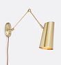 Cypress Articulating Plug-In Sconce, Brushed Satin Brass - Brushed Satin Brass Shade