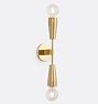Altona Bare-Bulb Double Sconce, Aged Brass and Brushed Brass