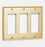 Lewis Triple GFCI Switchplate, Unlacquered Brass