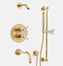 Waterhouse Thermostatic Shower Tub Set with Handshower - Aged Brass