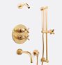 West Slope Thermostatic Tub & Shower Set with Handshower, Bar Mount - Aged Brass