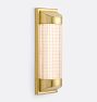 Rowena LED Sconce, 16" - Aged Brass - Reeded Clear Glass Shade