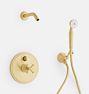 Howell Pressure Balanced Shower Set w/Hand Shower, Cross Handle - Aged Brass