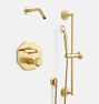 Canfield Thermostatic Shower Set with Handshower, Aged Brass