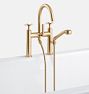 Rigdon Cross Handle Deck Mounted Tub Filler With Handshower - Aged Brass