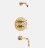 Waterhouse Thermostatic Shower Tub Set - Handle Aged Brass