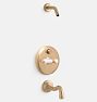 Connor Porcelain Lever Pressure Balance Shower Tub Set - Aged Brass