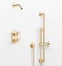 Rigdon Cross Handle Thermostatic Shower Set With Handshower, Aged Brass