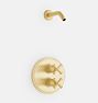 Howell Thermostatic Shower Set, Cross Handle - Aged Brass