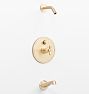 Rigdon Cross Handle Pressure Balanced Tub & Shower Set - Aged Brass