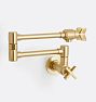 West Slope Cross Handle Wall Mount Pot Filler - Aged Brass