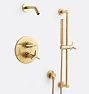 Blair Thermostatic Shower Set with Handshower, Bar Mount, Aged Brass