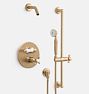 Connor Porcelain Lever Thermostatic Shower Set with Handshower, Aged Brass