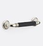 Asher Leather Drawer Pull, 4" - Black Leather w Polished Nickel