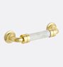 Asher Marble Drawer Pull, 4" - Calacatta w Aged Brass