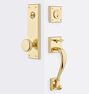 Easton Exterior D-Handle Door Set, Knob - Traditional Lock - Aged Brass