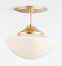 Kristof Semi Flush Aged Brass 6in Fitter Glass Dome Shade Cased White