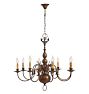 Large Vintage Flemish Style 8 Arm Chandelier with Fish and Bird Motifs Dutch