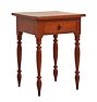 Tall Antique Sheraton Style Side Table in Cherry with Drawer and Turned Legs