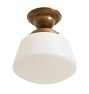 Semi Flush Mount with Vintage Schoolhouse Drum Opal Glass Shade