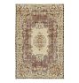 Vintage Medallion Handknotted Violet Wool Rug - 9'10" x 6'4"