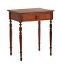 Antique Sheraton Style Side Table in Cherry with Drawer and Delicate Turned Legs