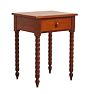 Early 19c End Table with Drawer and Turned Bobbin Legs