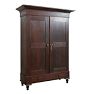 Large Vintage 2 Door Walnut Storage Cabinet w Adjustable Shelves, Bottom Drawer and Key/Lock