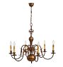 Vintage Flemish Style  6 Arm Candle Chandelier with Fish and Bird Motifs Dutch