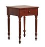 Antique Sheraton Style Side Table in Cherry with Drawer and Turned Legs