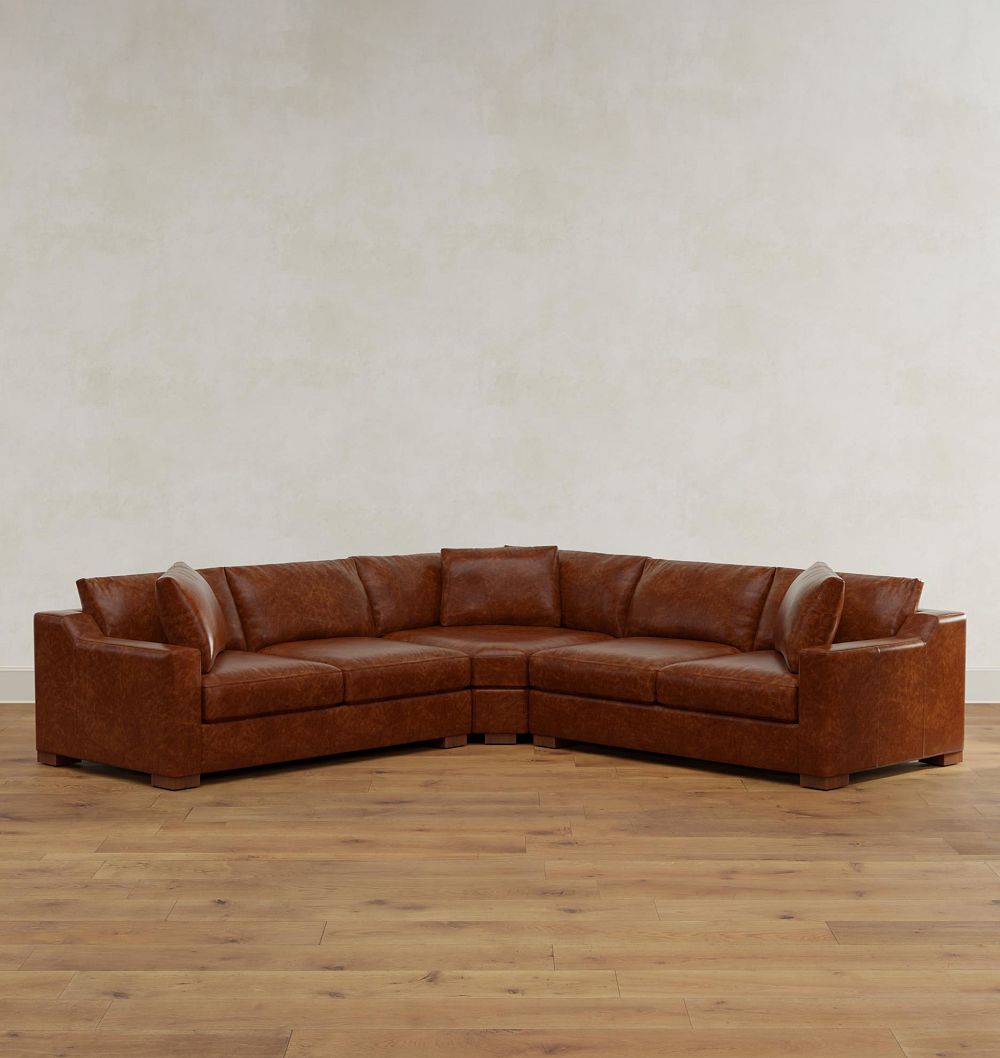 Sublimity Leather 3-Piece Double Sofa with Wedge Corner by Rejuvenation
