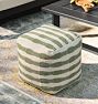 Horizontal Striped Handwoven Indoor/Outdoor Pouf