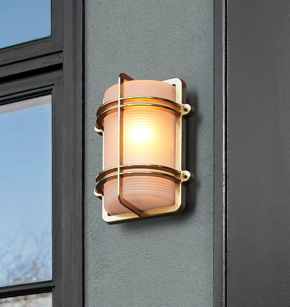 Seabeck 10" Rectangle-Caged Bulkhead Sconce by Rejuvenation