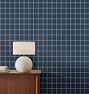 Sunday Best York Wallpaper, Swatch - White on Navy