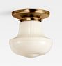 Foster 4" Fitter Flush Mount, Heritage Brass - Shade 9in dia 7-3/4in ht 4in fitter opal