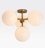 Allenglade Semi-Flush Mount, 8" Shades, Heritage Brass - Shade for Allenglade 8in dia cased white glass threaded