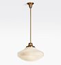 Rose City 6" Fitter Rod Pendant, Heritage Brass - 36" - Carus shade 6in fitter 18in dia glass cased white - Cased White