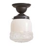 Semi Flush with Vintage Pressed Milk Glass Shade