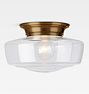 Thurman 6" Fitter Flush Mount, Heritage Brass - Eastmoreland 14in GLASS 6in fitter Clear - Clear