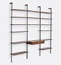 Holgate Walnut Triple Modular 15-Shelf with 28" Desk and CP Hardware with 96" Rails